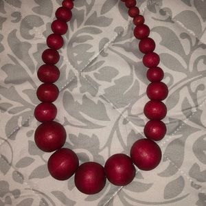 Red wooden beaded necklace